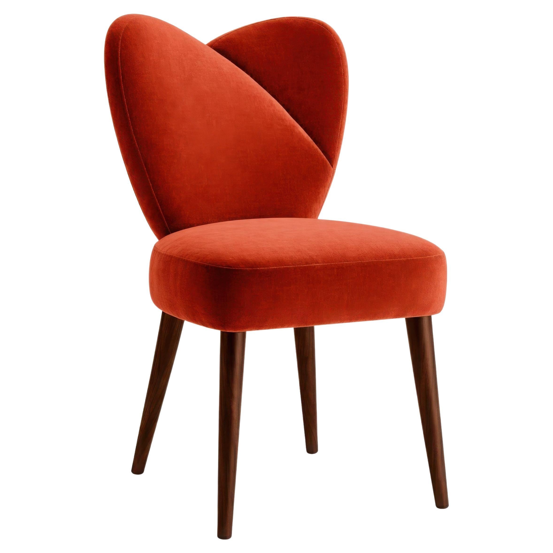 Organic Modern Sculptural Dining Chair Ft. Feminine Silhouette In Cotton Velvet