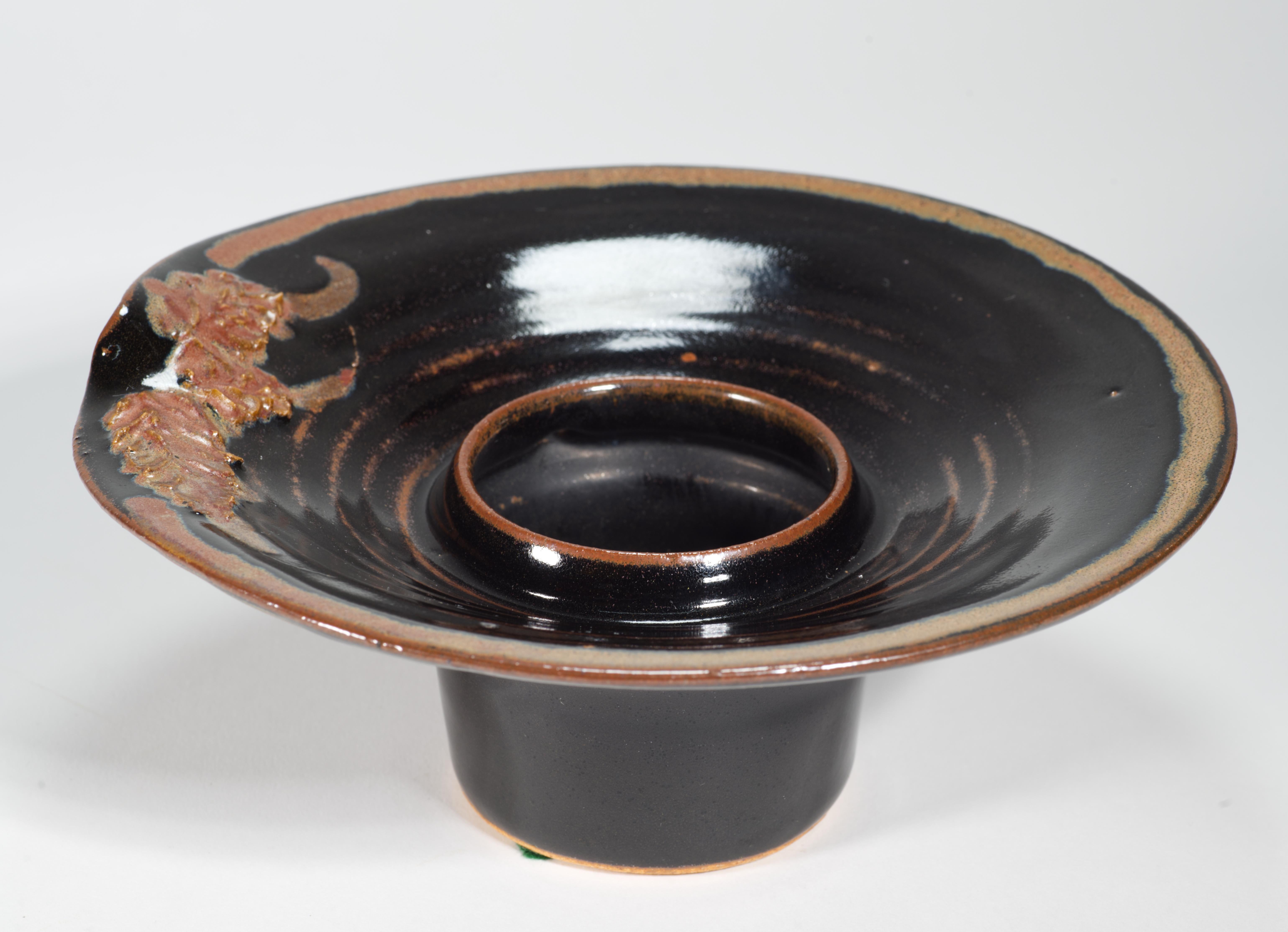 Skulpturale Ikebana-Vase der Organischen Moderne, Grüne Studio Pottery (amerikanisch) im Angebot
