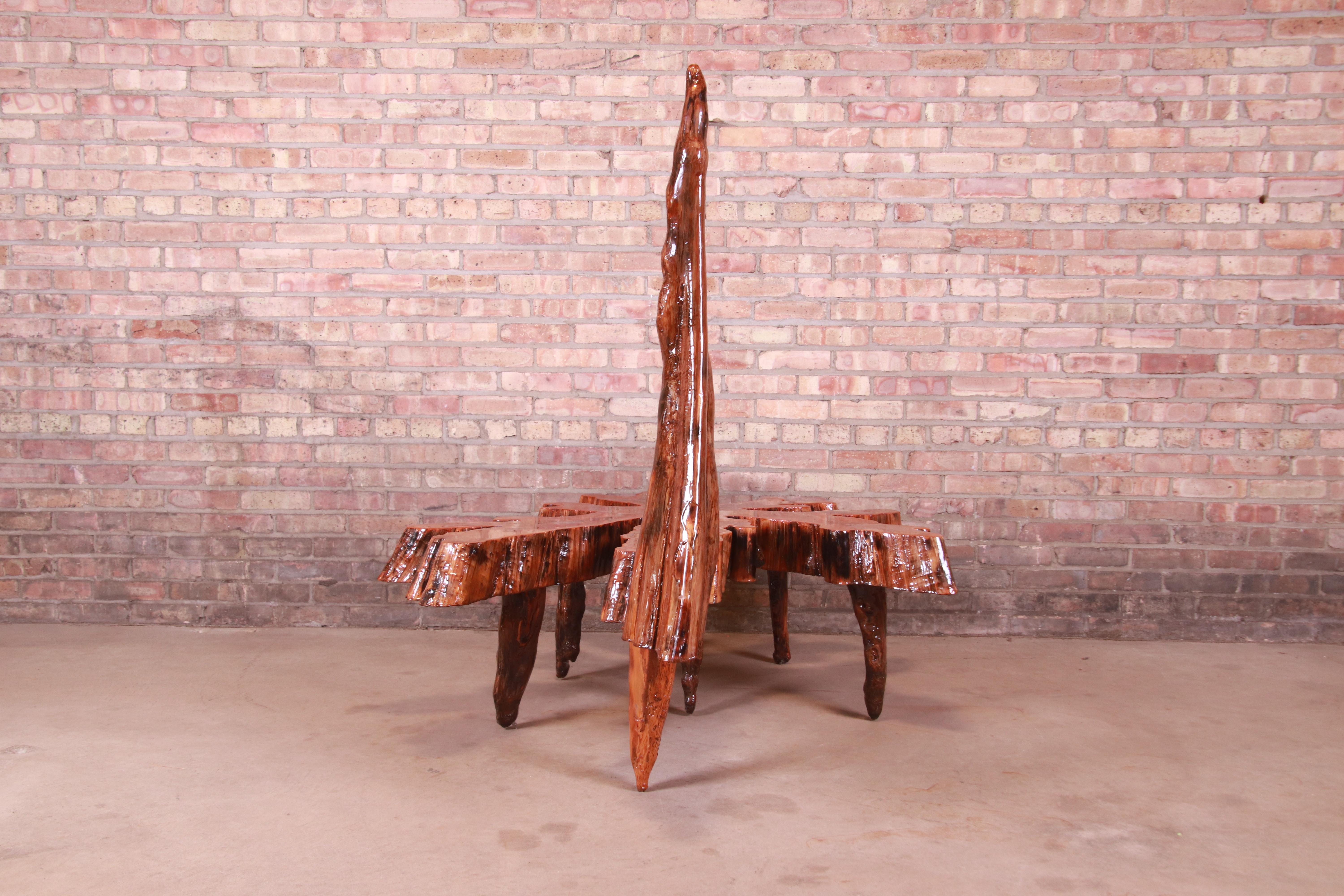 Organic Modern Sculptural Live Edge Cypress Slab Coffee Table 3
