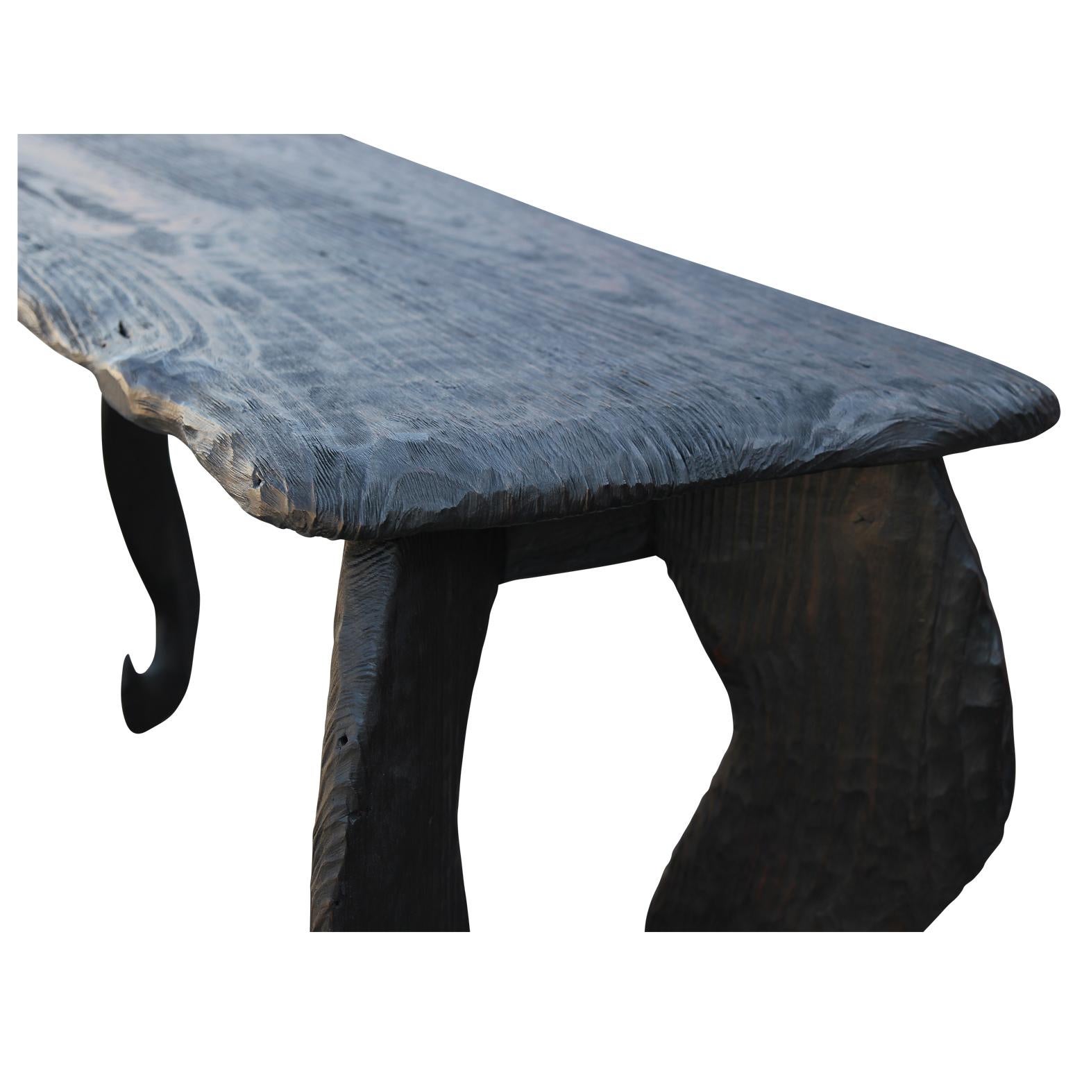 Contemporary Organic Modern Sculptural Loblolly Black Pine Console Table Heavy Texture