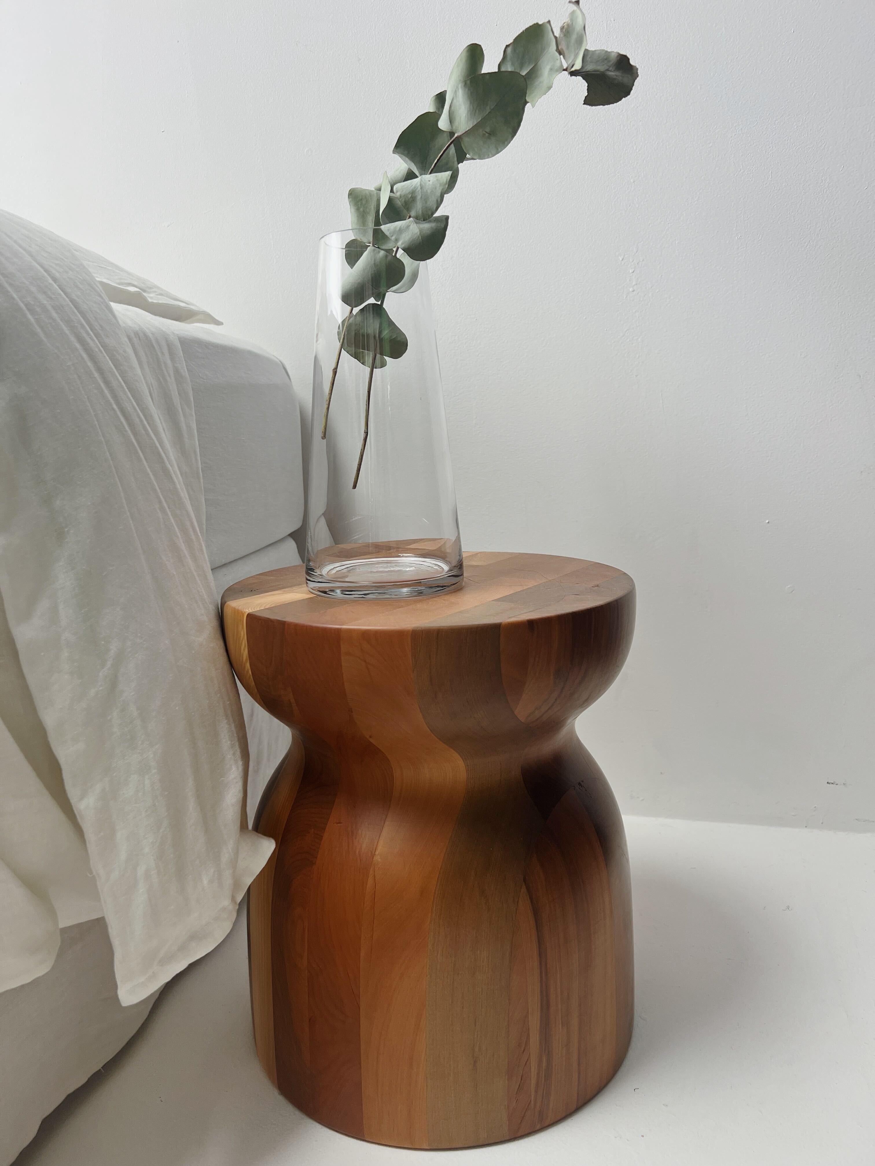 Contemporary Organic Modern Sculptural Side Table in Sustainable Ancient Matai Wood For Sale