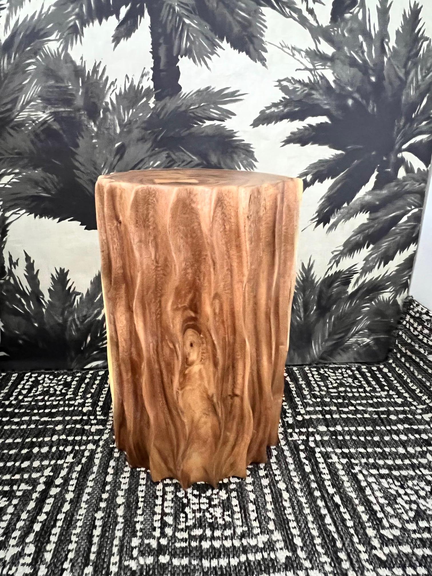 Sculptural Wood Side Table and Stump with Fluted Sides, Thailand 1