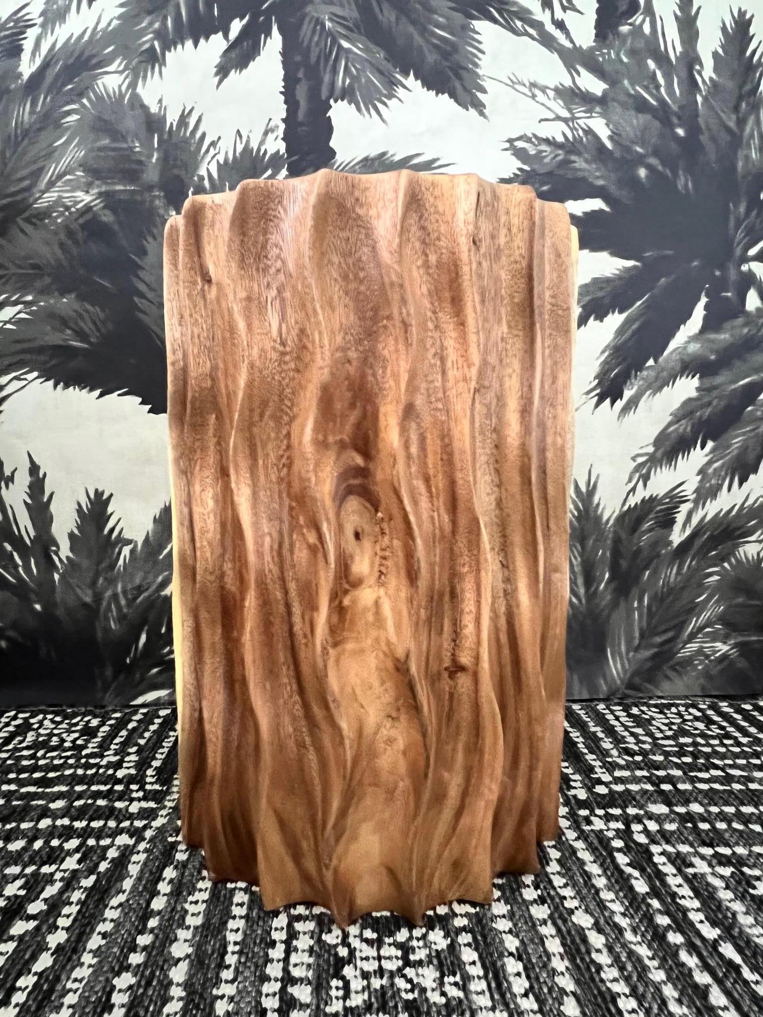 Sculptural Wood Side Table and Stump with Fluted Sides, Thailand 2