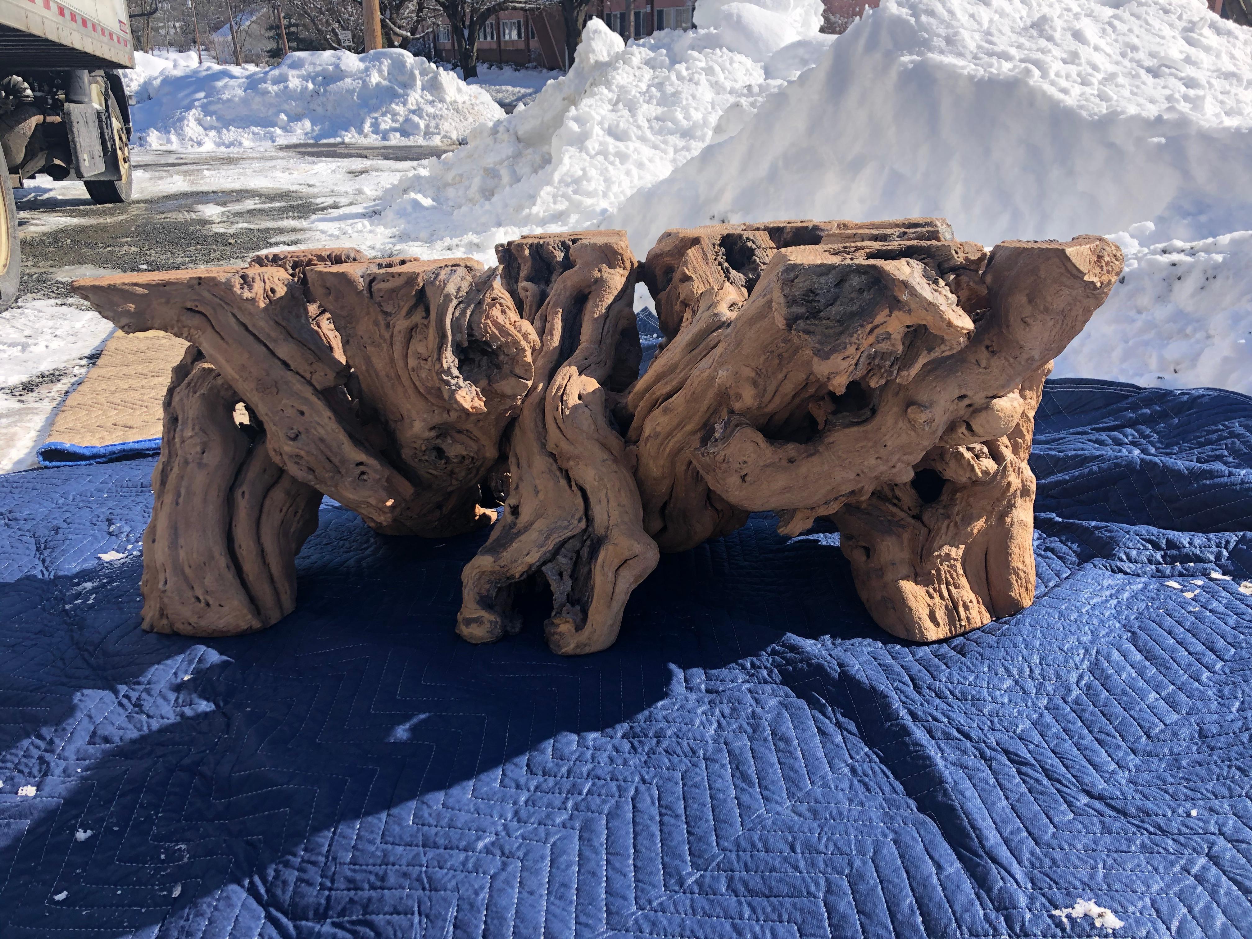 sculptural wood coffee table