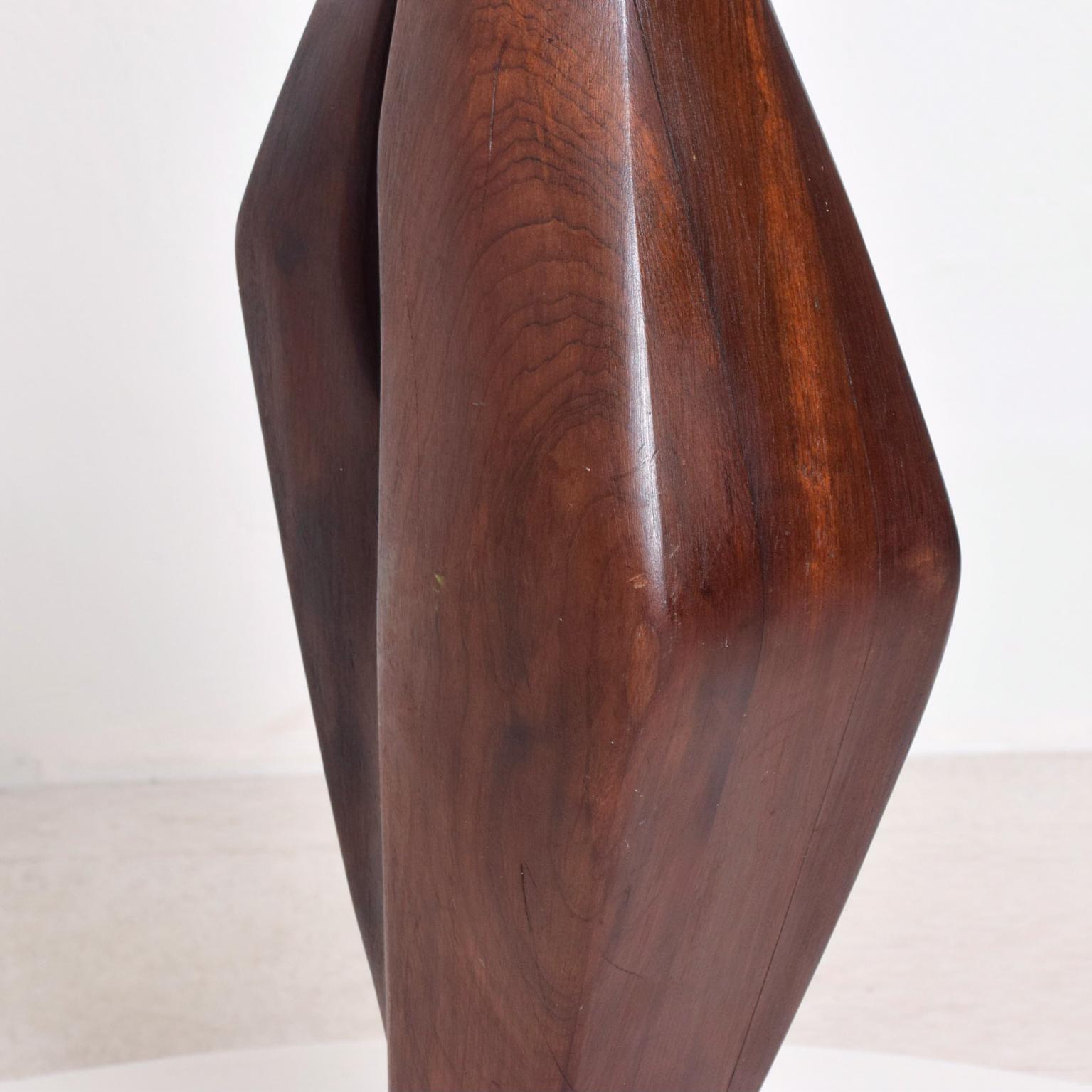 Organic Modern Sculpture Walnut Wood Marble Base George Nakashima Era 1960s 3