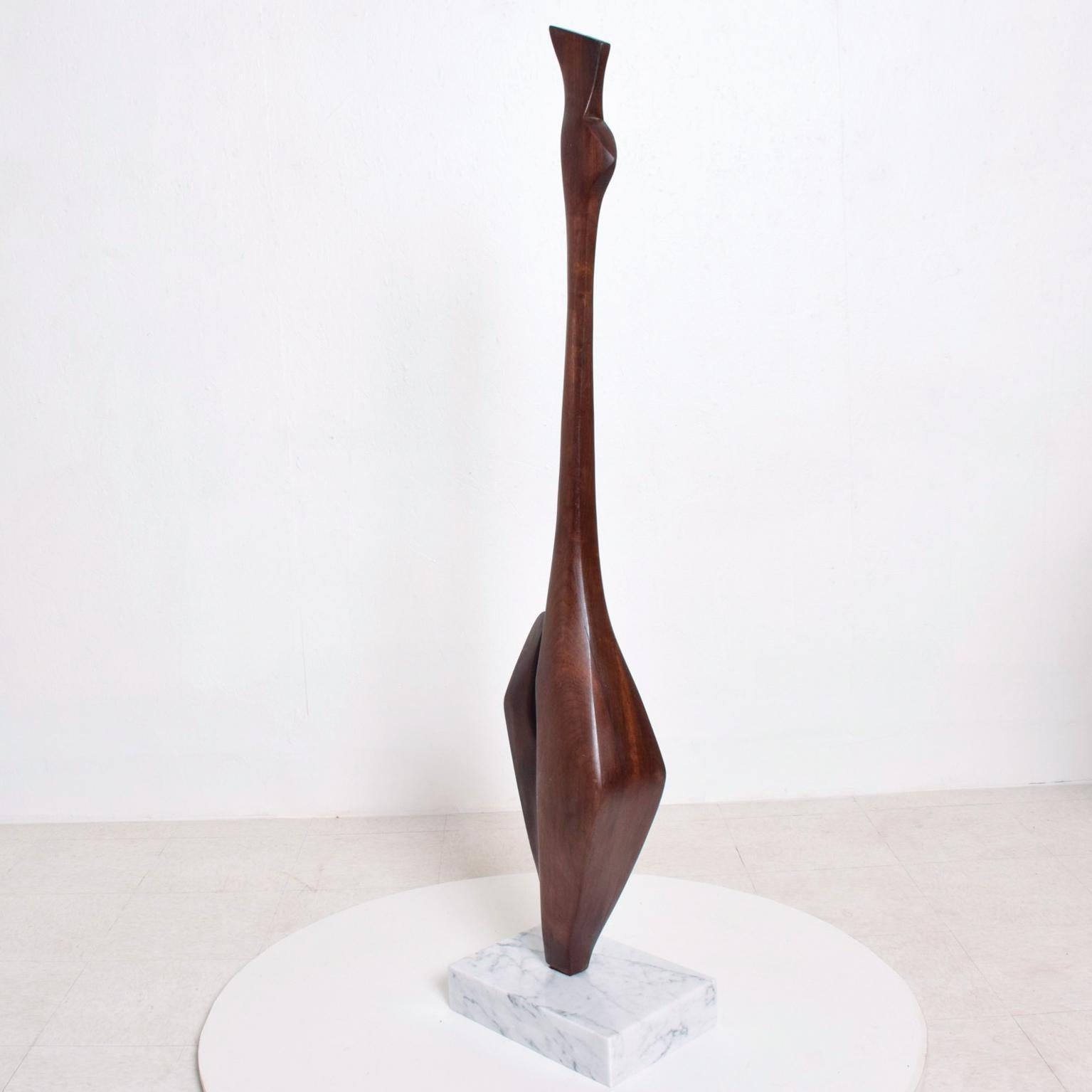 Mid-Century Modern Organic Modern Sculpture Walnut Wood Marble Base George Nakashima Era 1960s