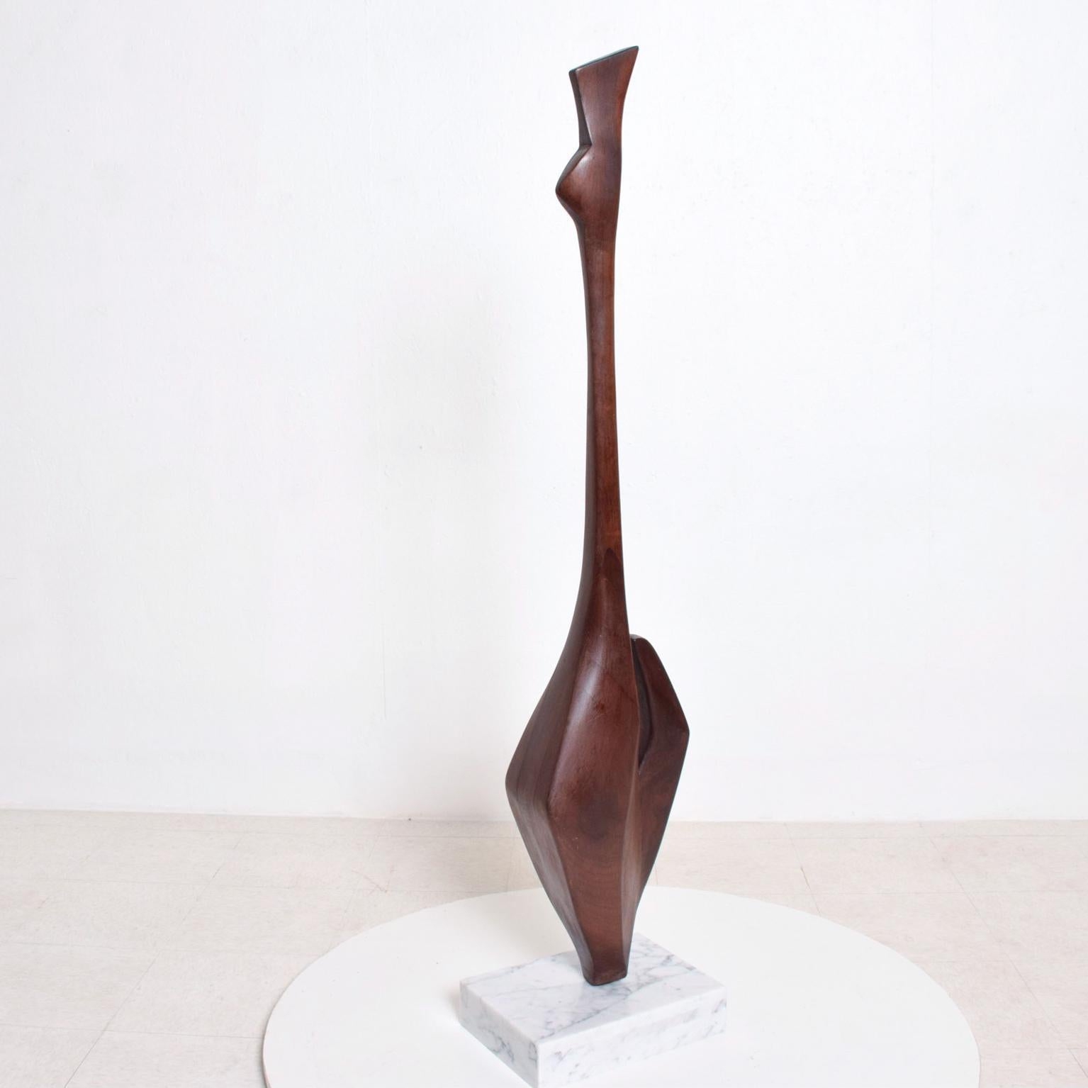 American Organic Modern Sculpture Walnut Wood Marble Base George Nakashima Era 1960s