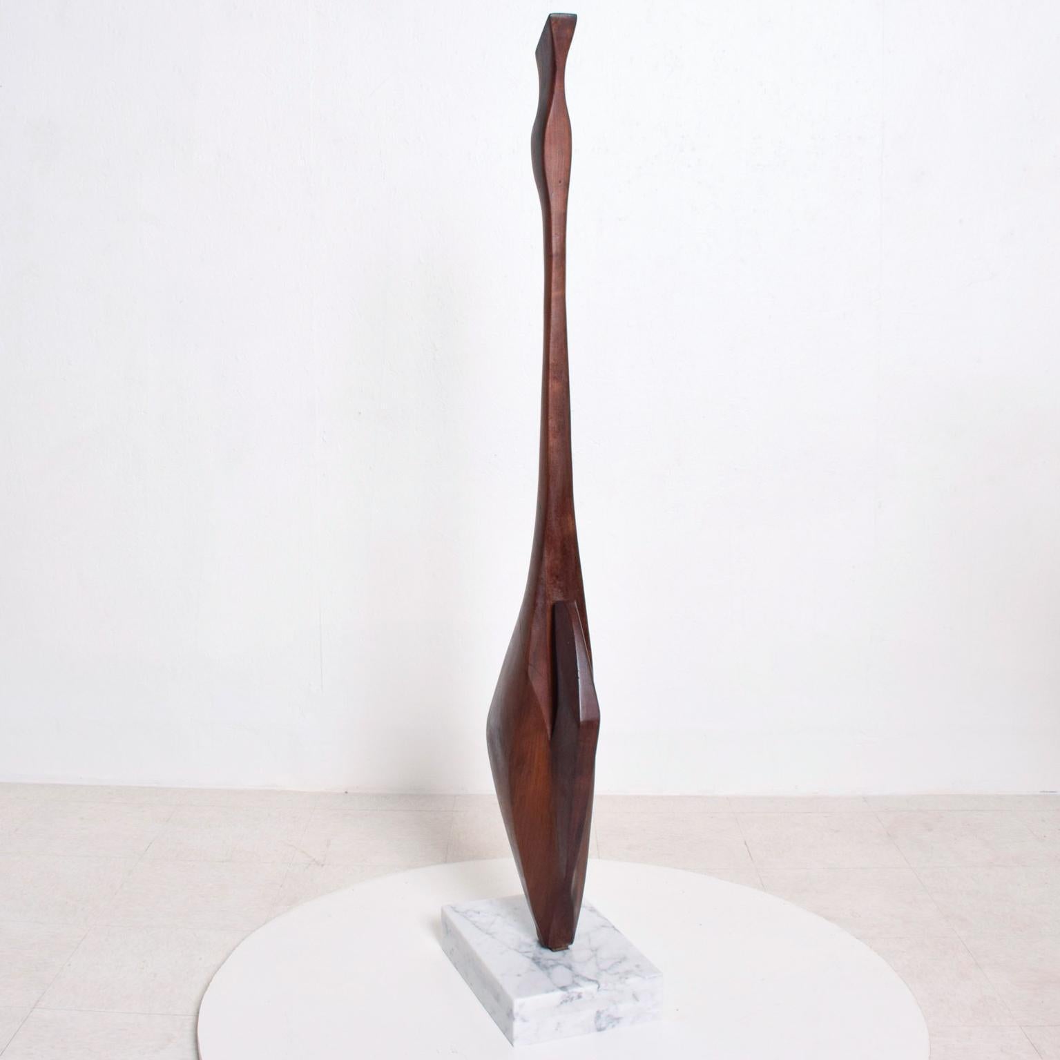 Mid-20th Century Organic Modern Sculpture Walnut Wood Marble Base George Nakashima Era 1960s