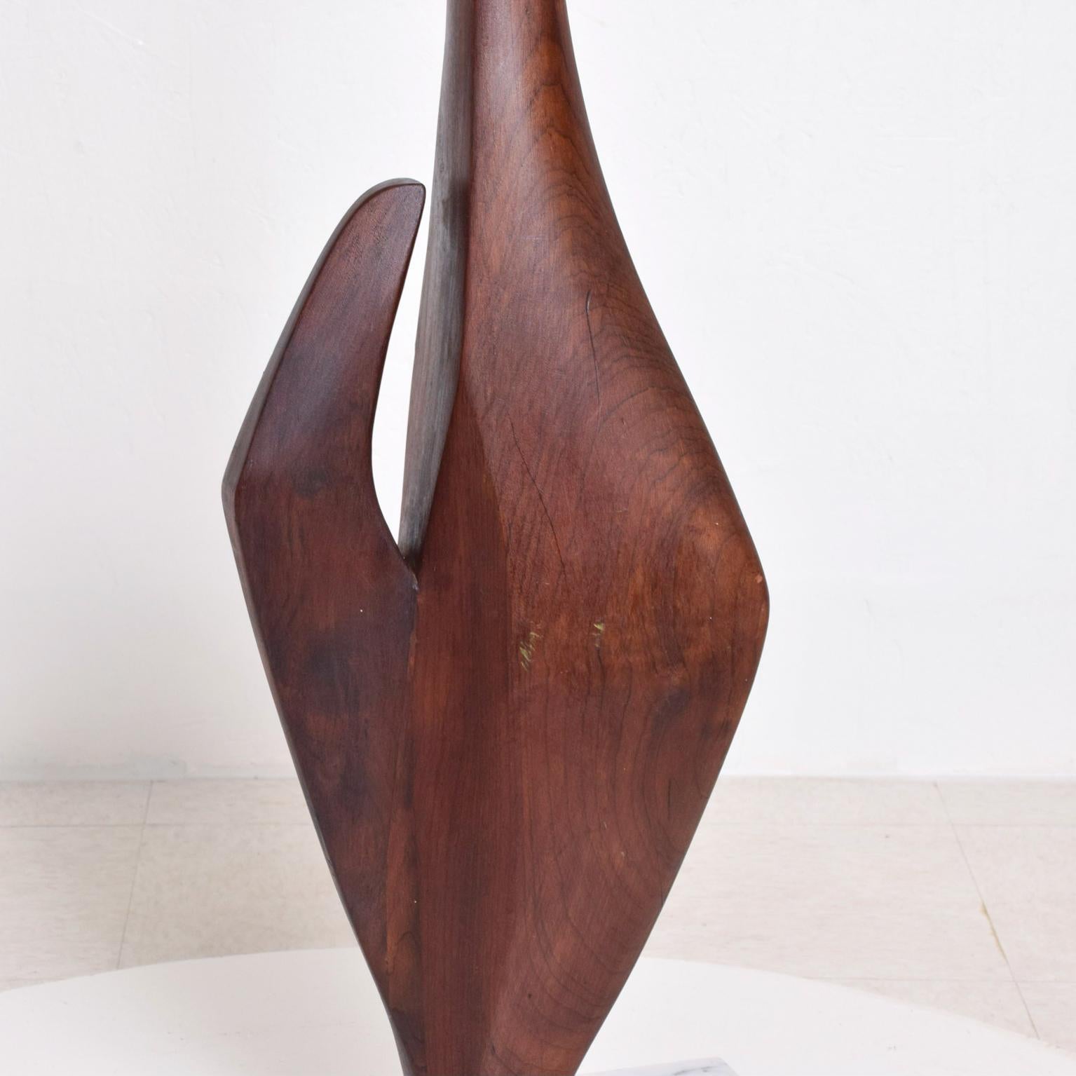 Organic Modern Sculpture Walnut Wood Marble Base George Nakashima Era 1960s 1
