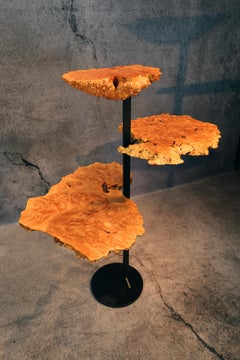 Organic Modern Sculpture with Highly Figured Birds Eye Maple Burl: Cloud