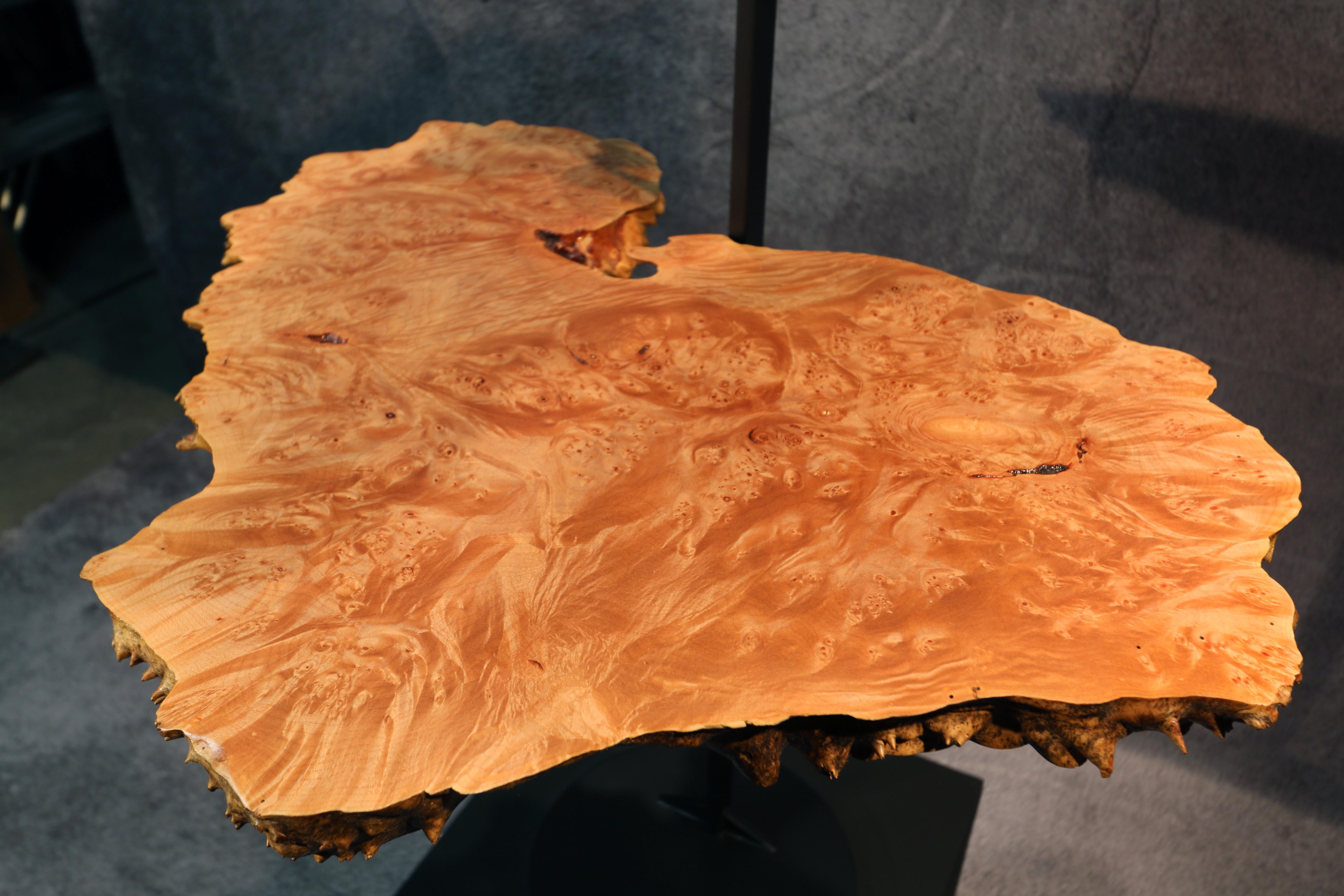 American Organic Modern Sculpture with Highly Figured Birds Eye Maple Burl: Cloud For Sale
