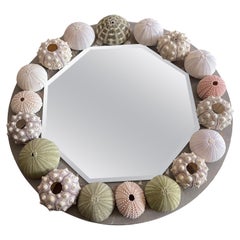 Organic Modern Sea Shell Urchins Vintage Round Mirror