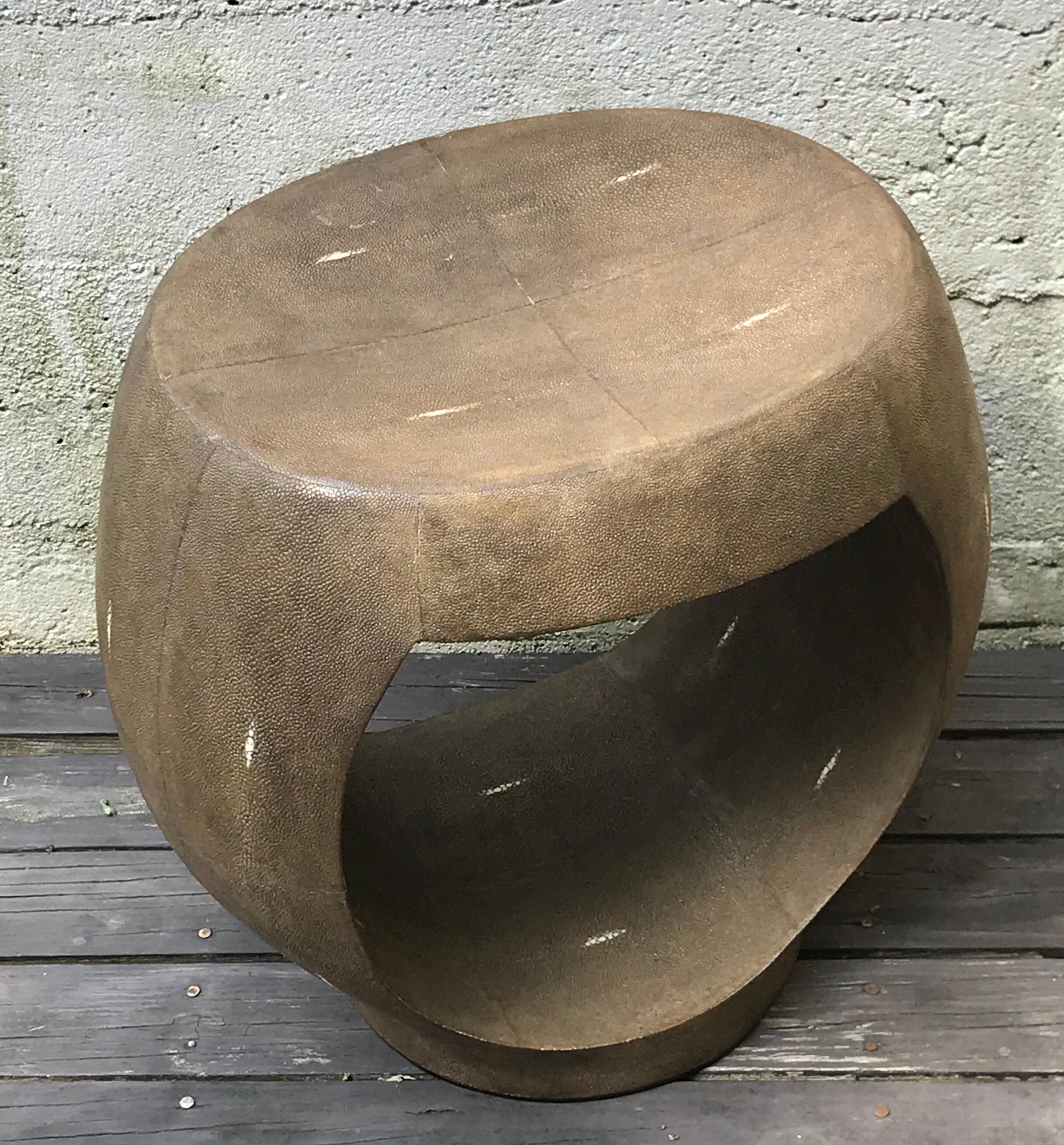 Awesome organic modern shagreen side stool by R&Y Augousti, France.