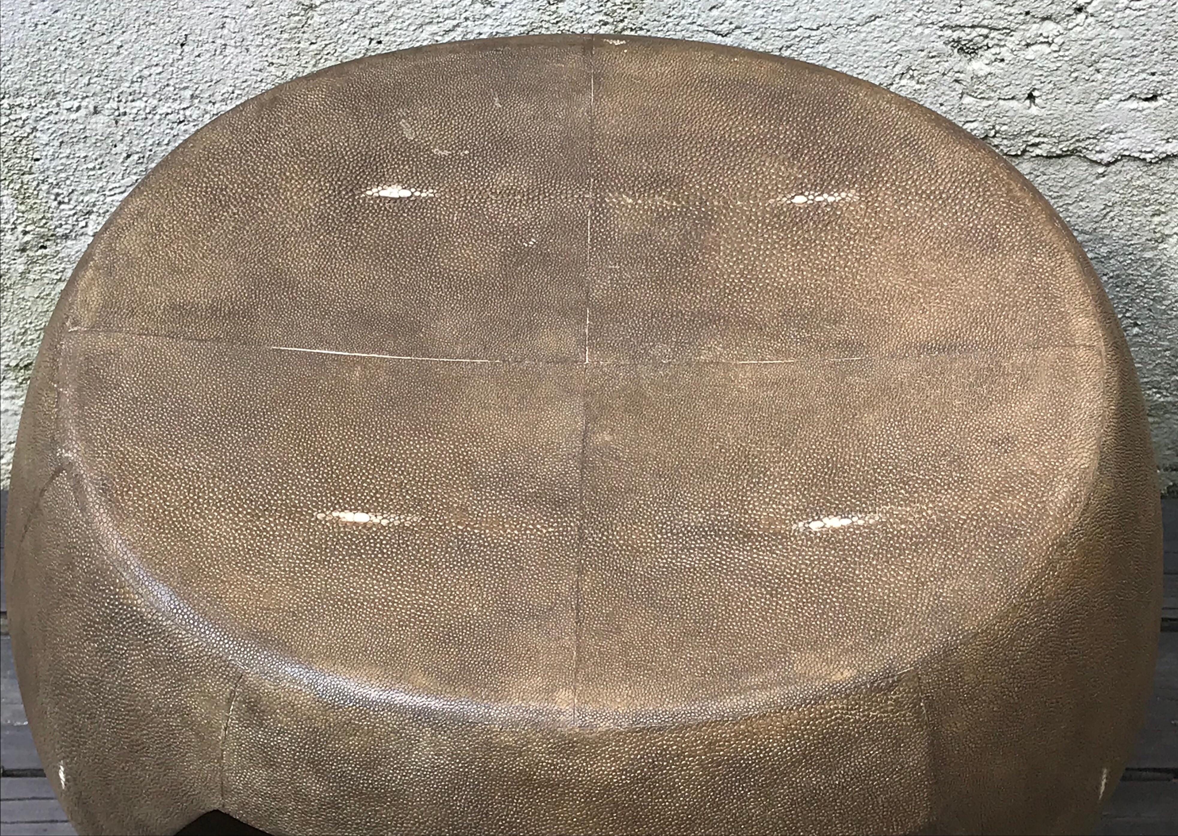 Organic Modern Shagreen Side Stool by R&Y Augousti, France, Late 20th Century In Good Condition In Bedford Hills, NY