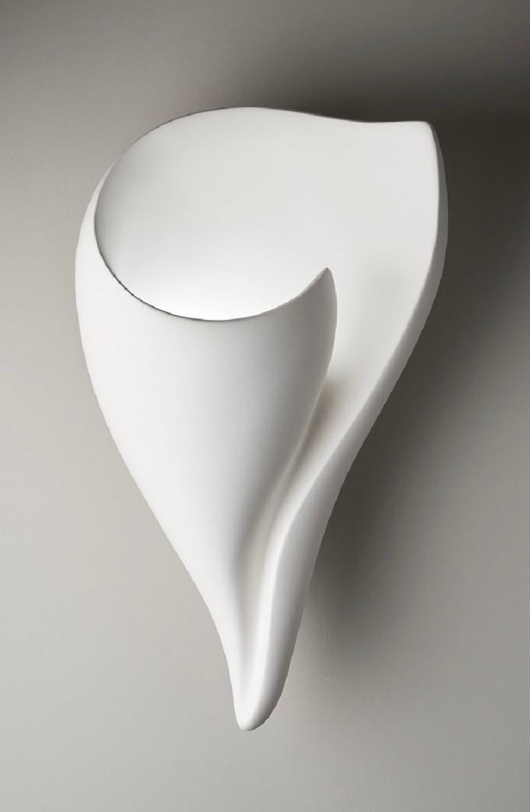 British Organic Modern Shell Wall Light/Wall Sconce in White Plaster by Hannah Woodhouse For Sale