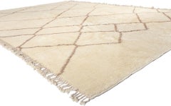 Organic Modern Shibui Moroccan Beni Ourain Berber Tribe Rug, 12'09 x 08'07