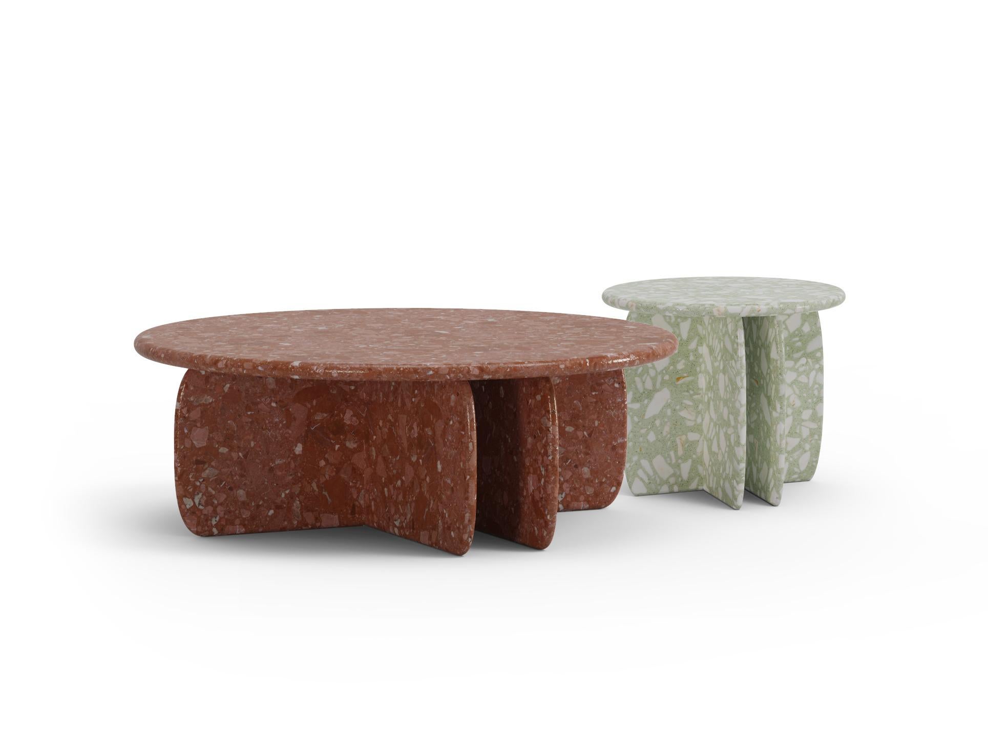 Mesa Auxiliar Moderna Ecológica Catus en Terrazo Encarnado Metal en venta