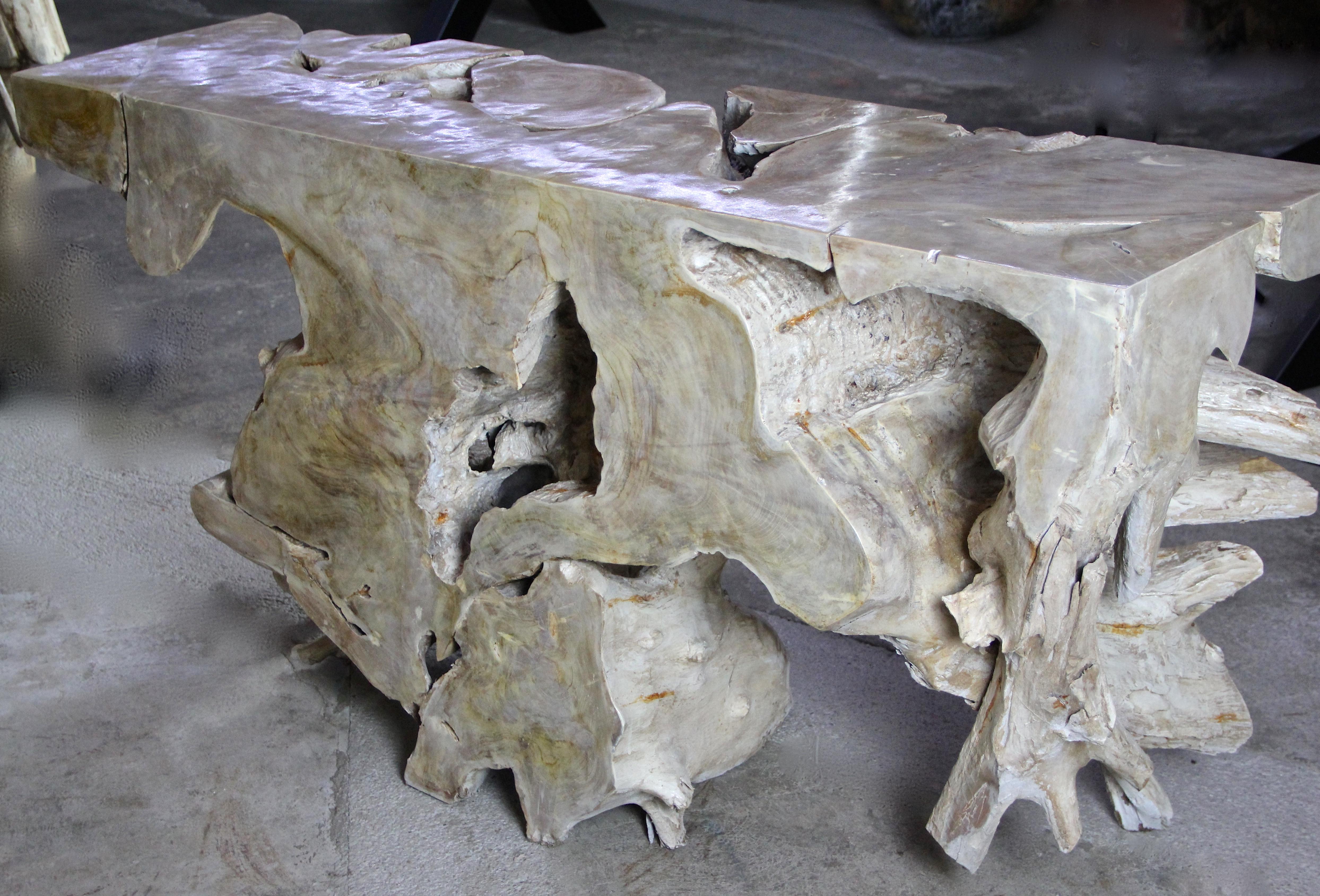 Organic Modern Sideboard or Wall Console, Teak Root Special Lacquered 3
