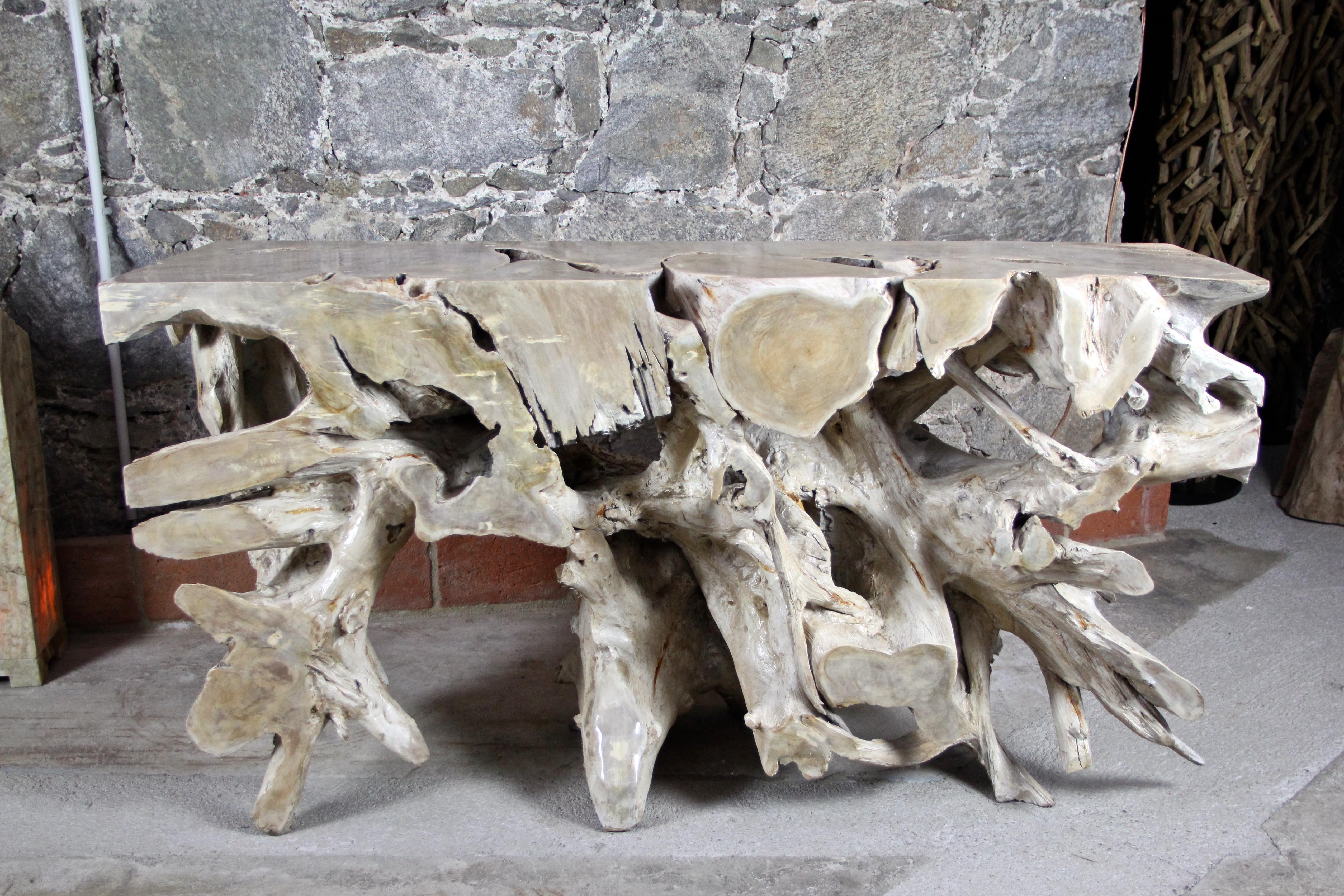 Organic Modern Sideboard or Wall Console, Teak Root Special Lacquered 5
