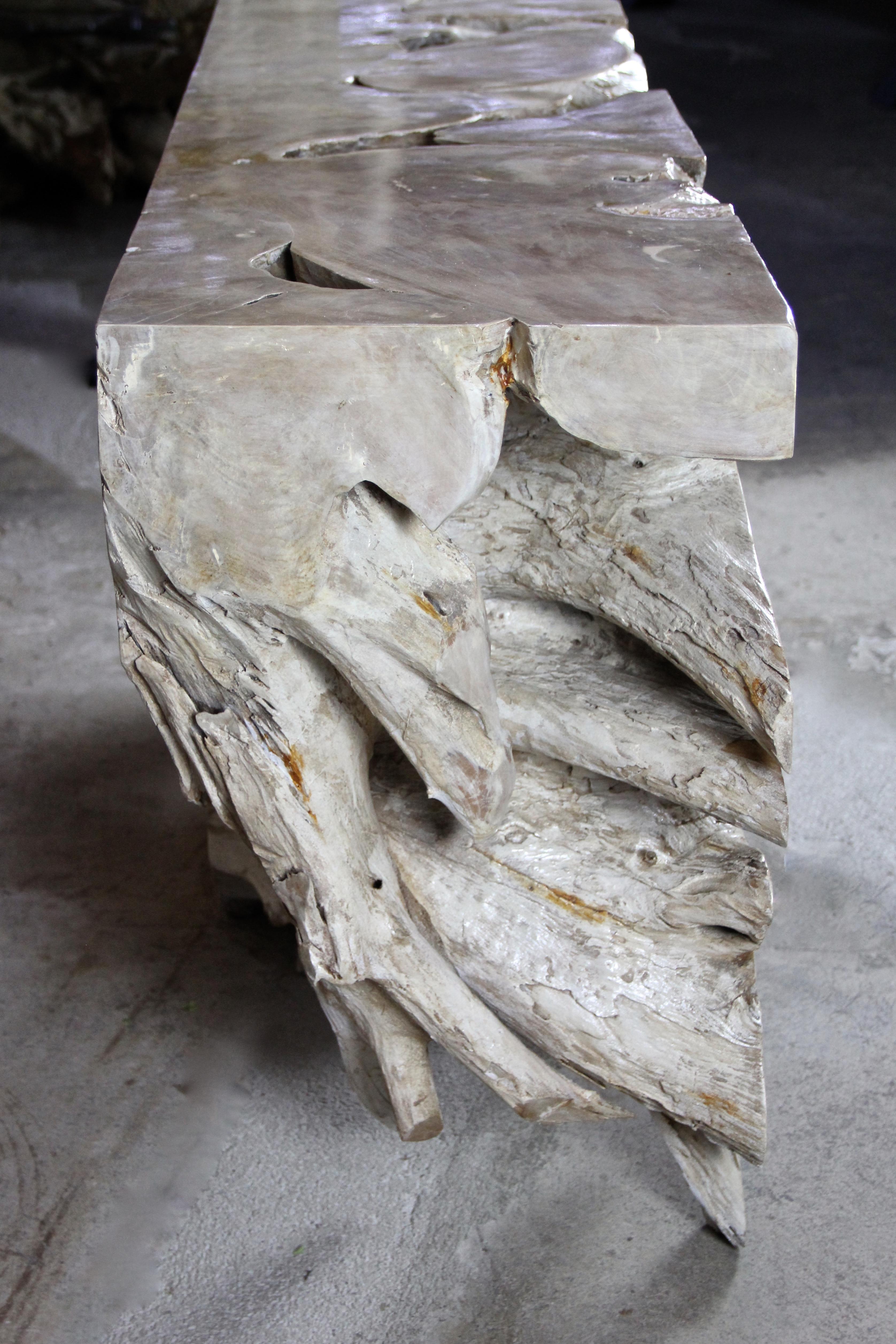 Indonesian Organic Modern Sideboard or Wall Console, Teak Root Special Lacquered