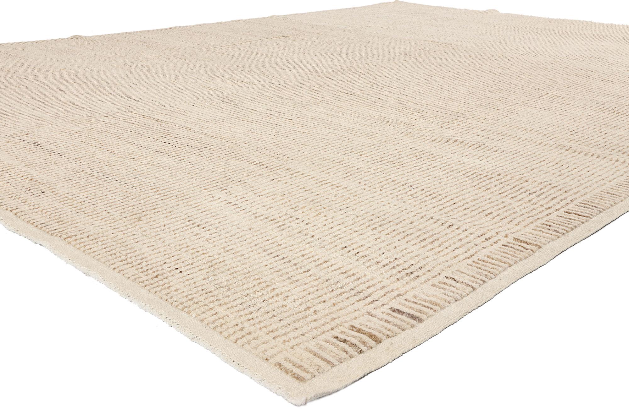 81077 Organic Modern Skagen Moroccan Rug, 09'01 x 12'06. Step into a realm of understated elegance and tranquil comfort with our hand-knotted wool Organic Modern Skagen Moroccan area rug. Crafted with meticulous care and attention to detail, this