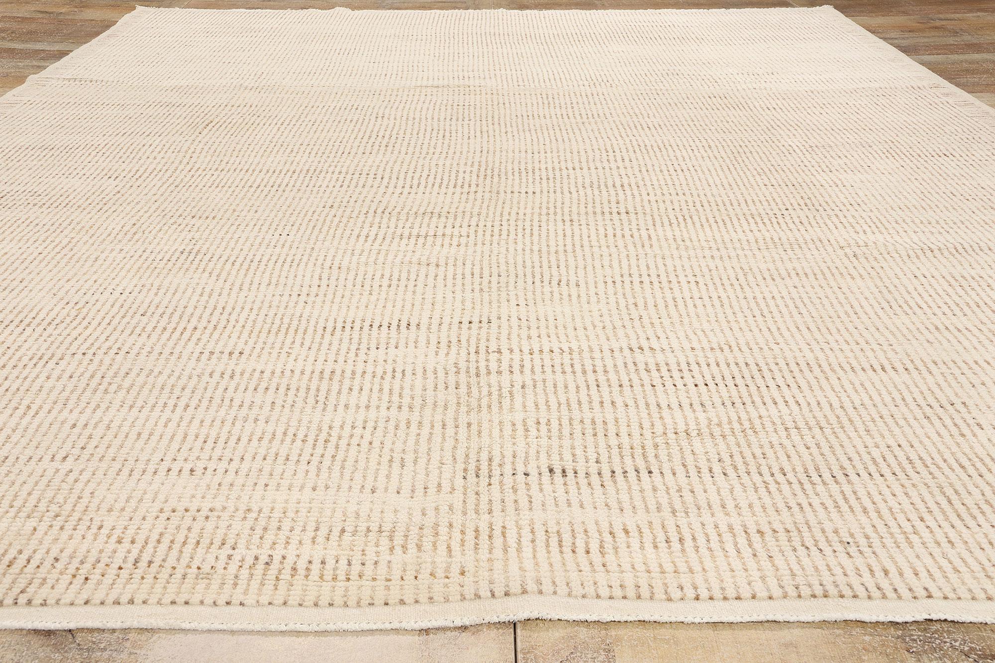 Wool Organic Modern Skagen Moroccan Rug, Japandi Simplicity Meets Cozy Cohesiveness For Sale