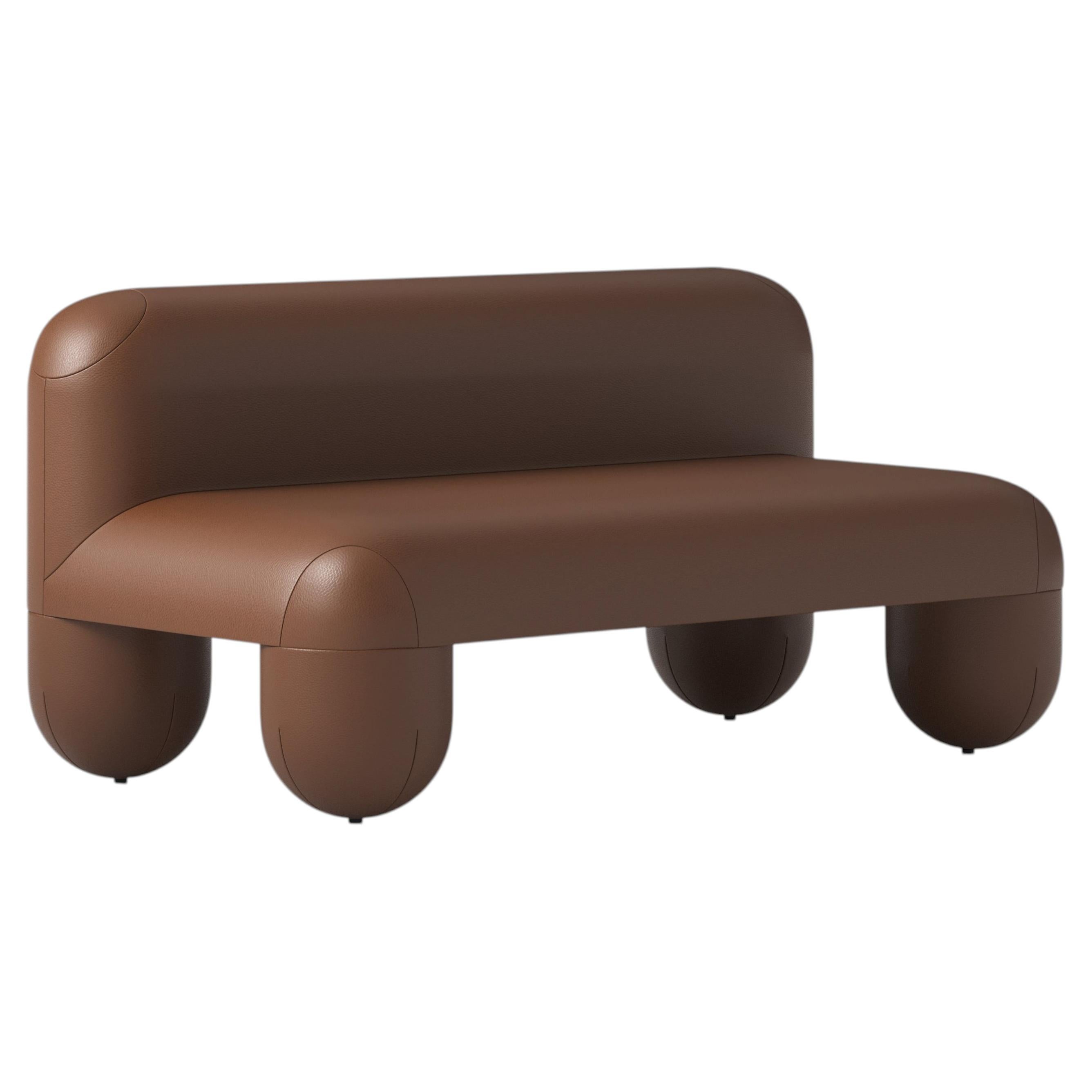 Organic Modern Sofa in Caramel Eco Leather — HELLO by NOOM For Sale