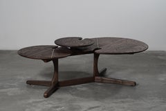 Organic Modern Nature inspired Solid Oak Wood Coffee Table with Brass Inlay