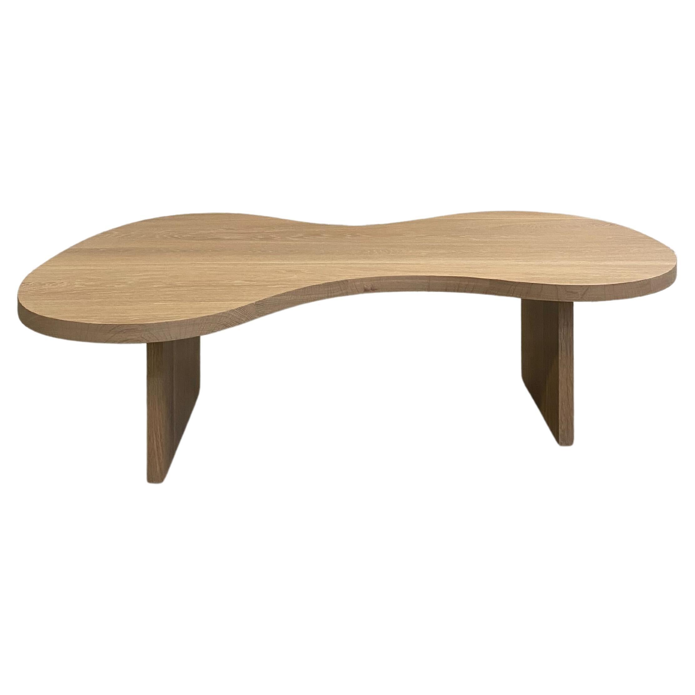 Organic Modern Solid White Oak Oiled Coffee Table by Mary Ratcliffe Studio 52"L For Sale