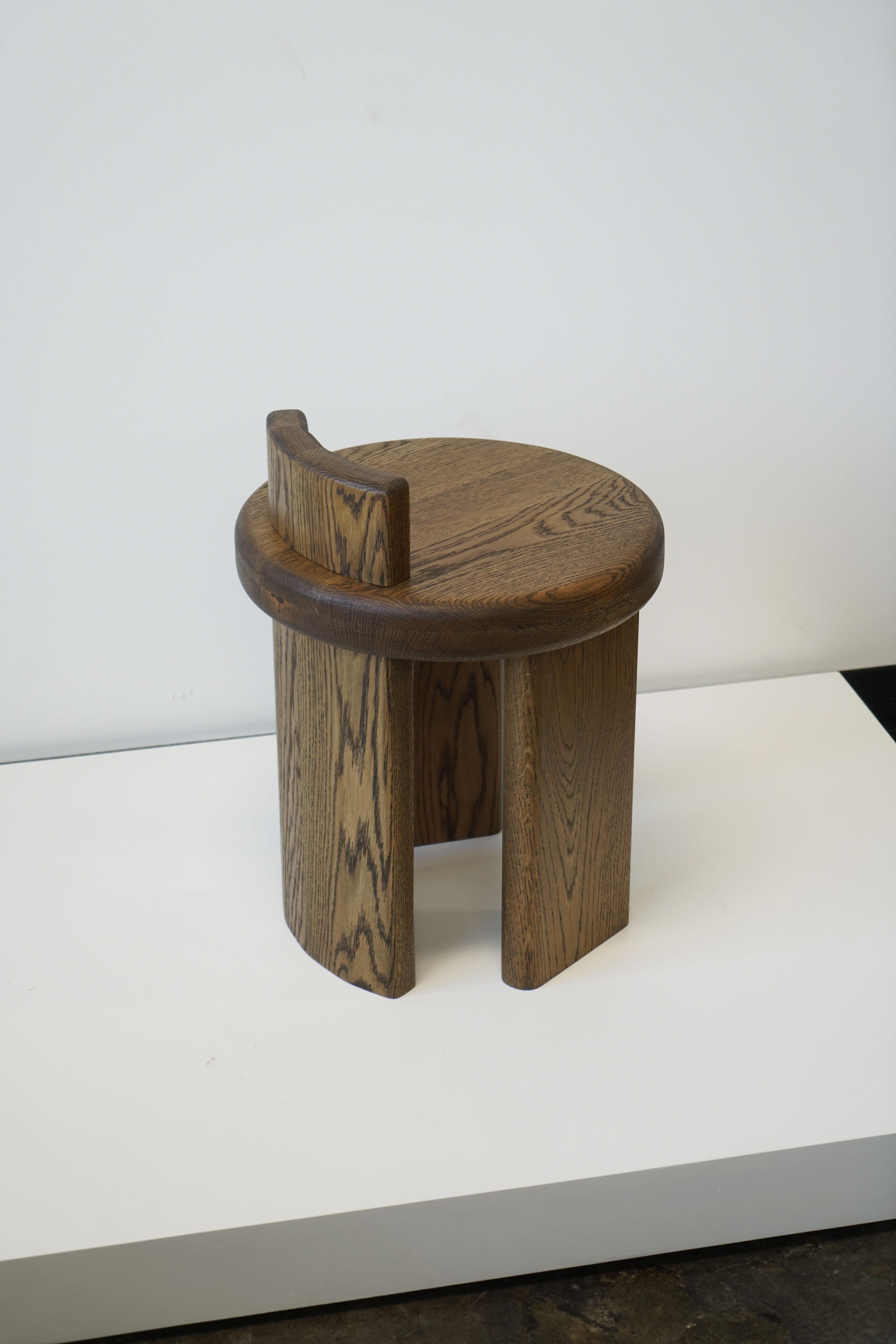 Organic Modern Solid Wood Oak Stool or Side Table by Last Workshop For Sale 3