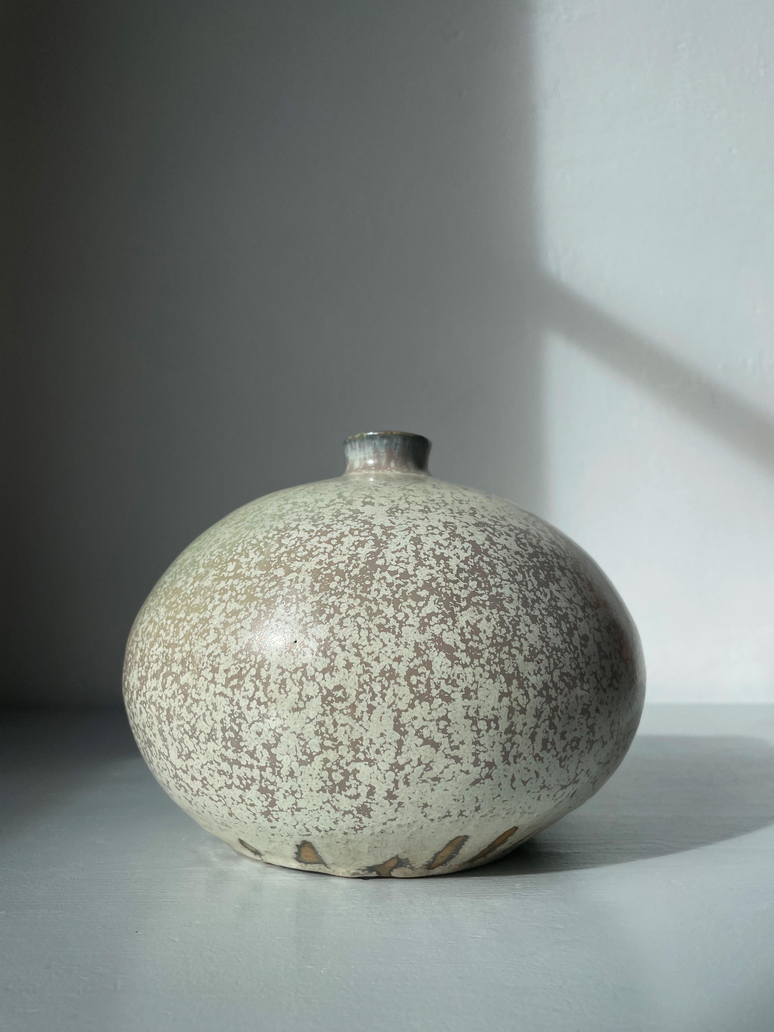Hand-Crafted Organic Modern Spotted Glaze Ceramic Vase, 1970s For Sale