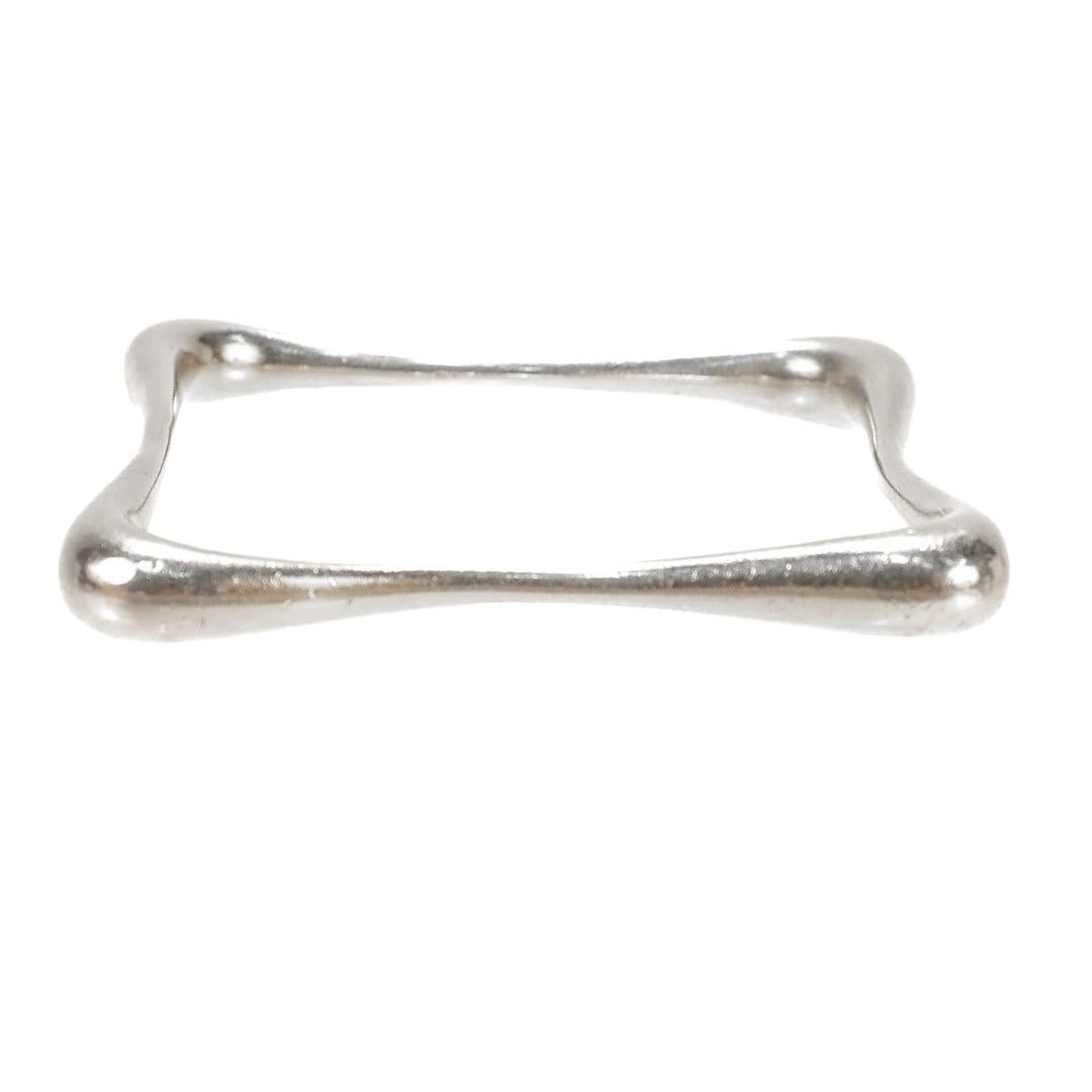 Organic Modern Sterling Silver Square Bangle Bracelet 5