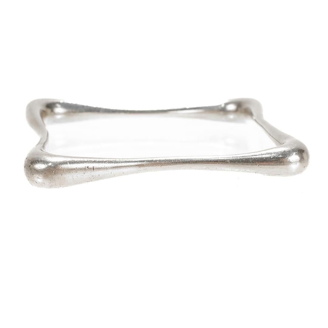 Organic Modern Sterling Silver Square Bangle Bracelet 7