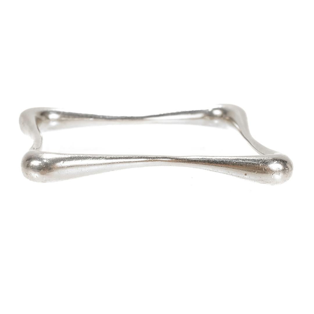 Organic Modern Sterling Silver Square Bangle Bracelet 8