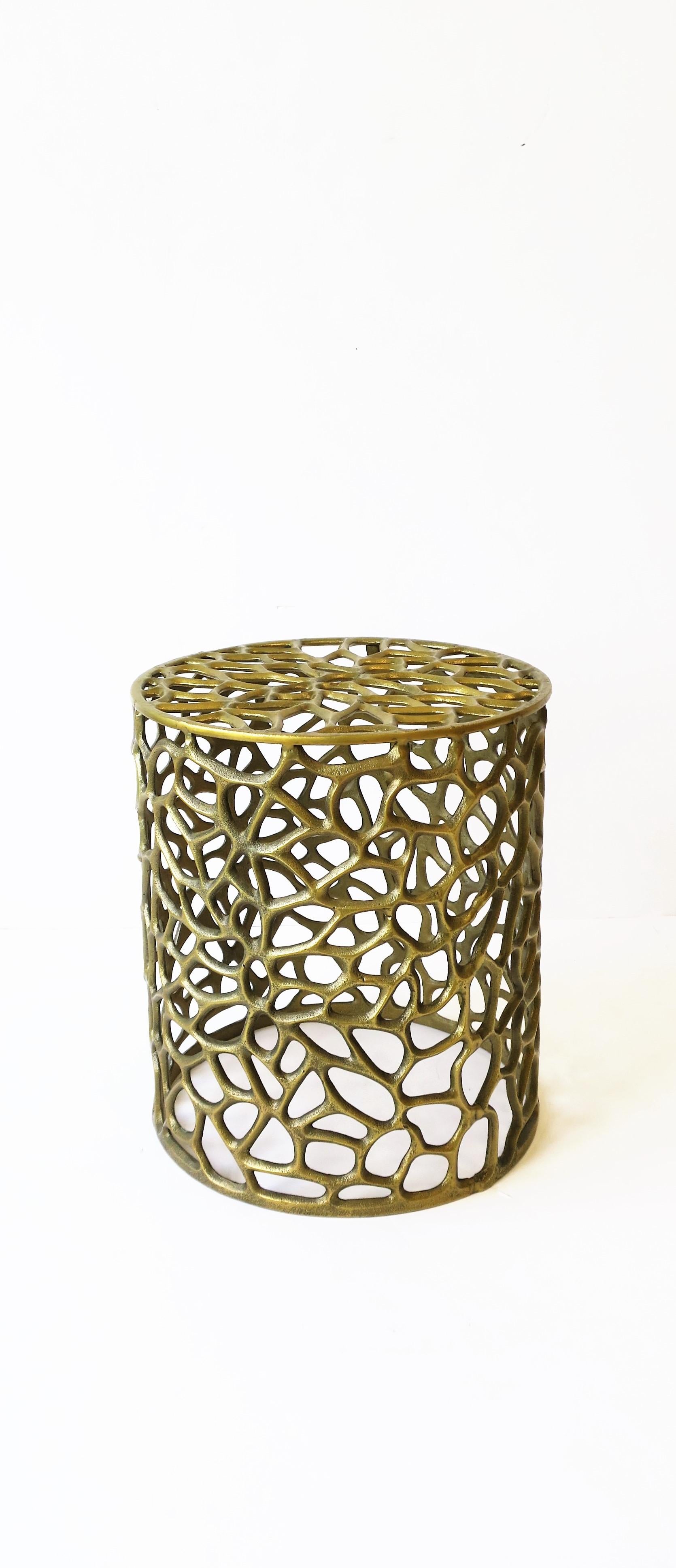 Plated Gold Organic Modern Pedestal Side or Drinks Table