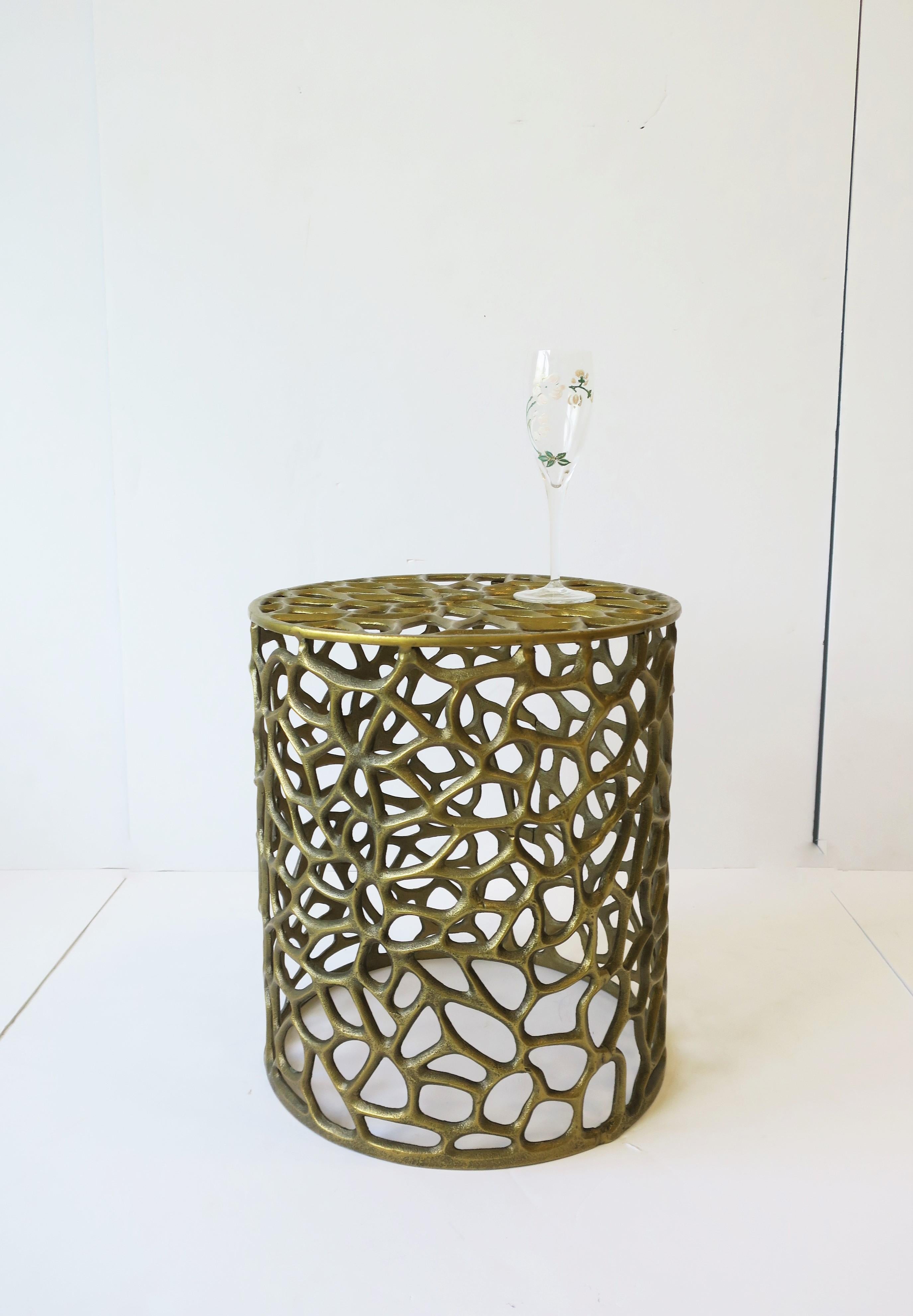 Contemporary Gold Organic Modern Pedestal Side or Drinks Table