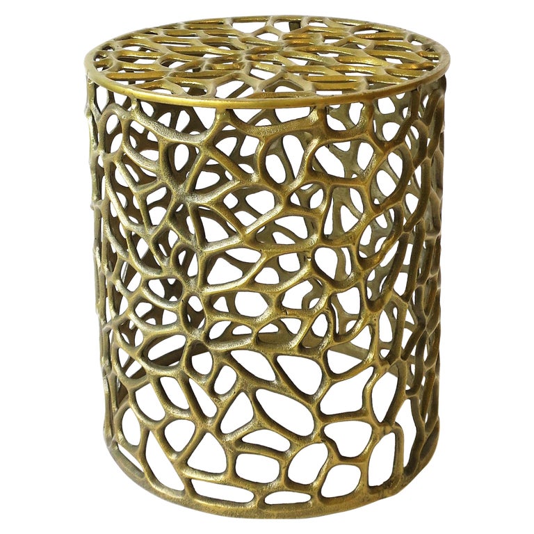 Gold Organic Modern Pedestal Side or Drinks Table For Sale at 1stDibs