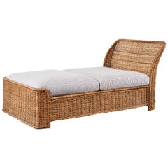 Vintage Organic Modern Style Wicker Daybed or Chaise Lounge