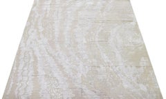 Organic Modern Style Wool & Silk Rug in Beige with Abstract Design