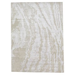Organic Modern Style Wool & Silk Rug in Beige with Abstract Design