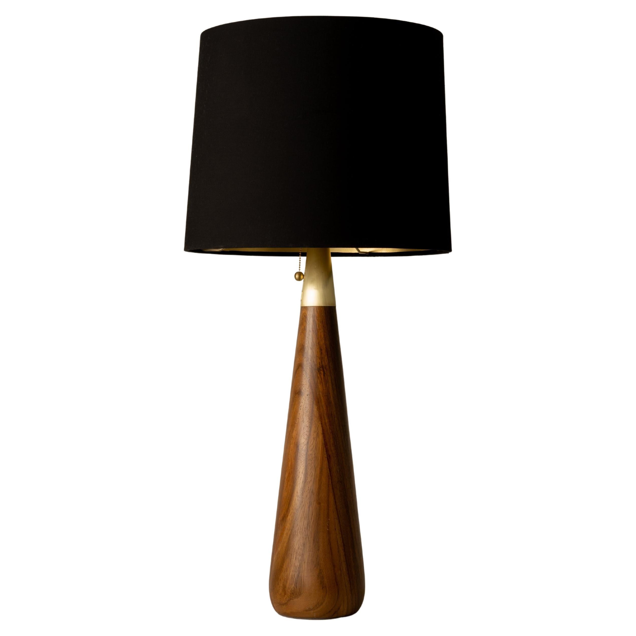 Lampada da tavolo moderna organica Wood Wood Wood naturale Parota Nero Paralume in fibra di vetro