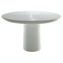 Organic Modern Table "Poise Sculpted" in white cast stone by Alentes Atelier