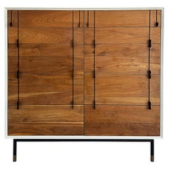 Organic Modern Tall Chest with 10 Drawers, Lacquered Case with Wooden Pulls