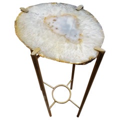 Organic Modern Tan and Ivory Quartzite Geode Drink Table