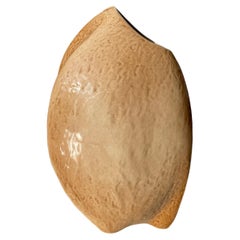 Vase en porcelaine organique et moderne émaillée de sable brun clair, William Goebel, 1970