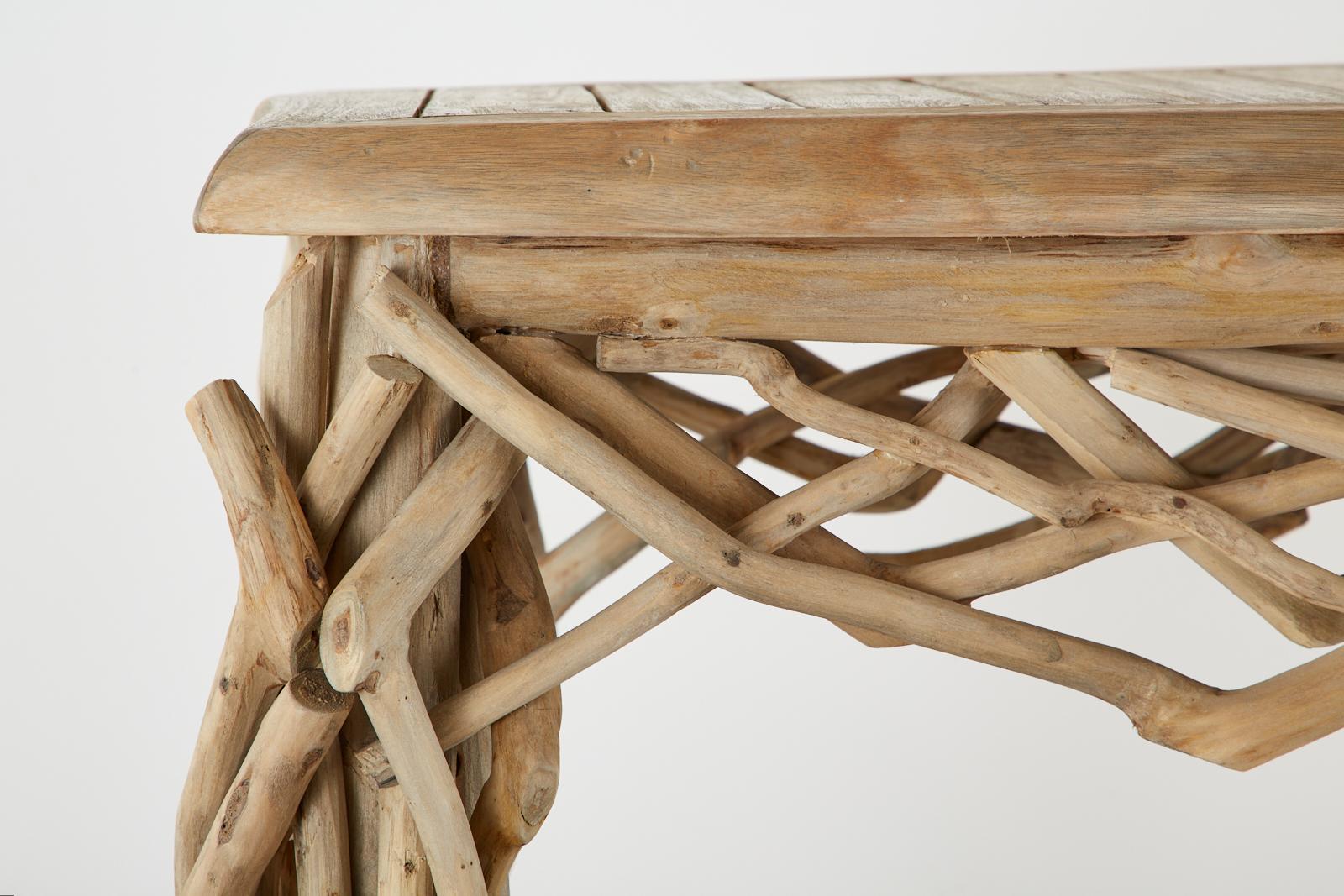 Organic Modern Teak Driftwood Console Sofa Tisch im Angebot 2