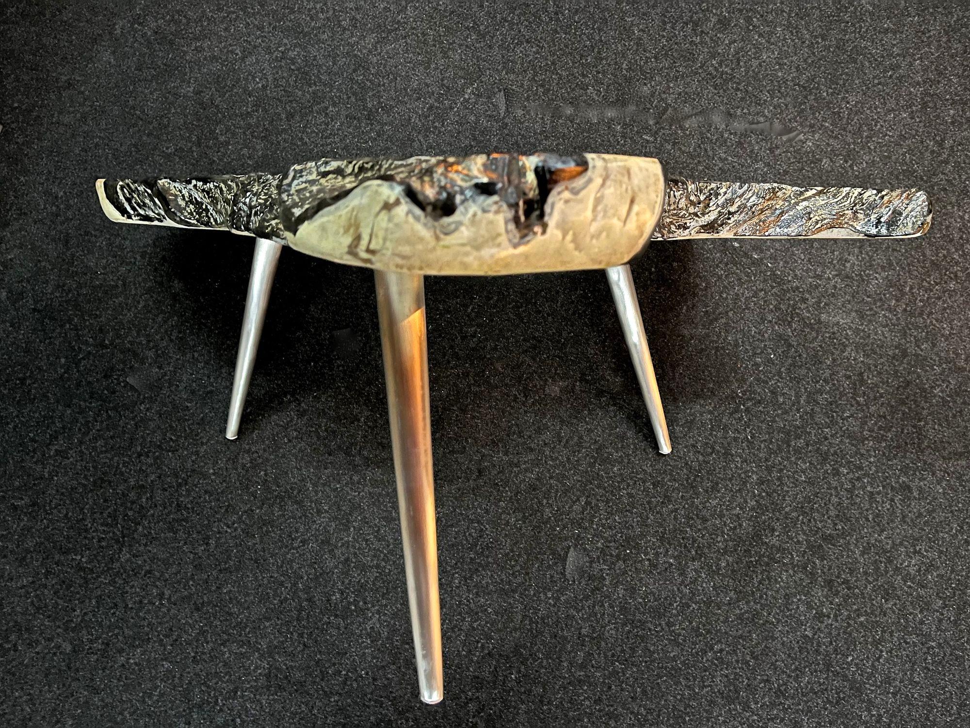 Organic Modern Teak Root Side Table/ Sofa Table, Special Handpainted, IDN, 2023 9