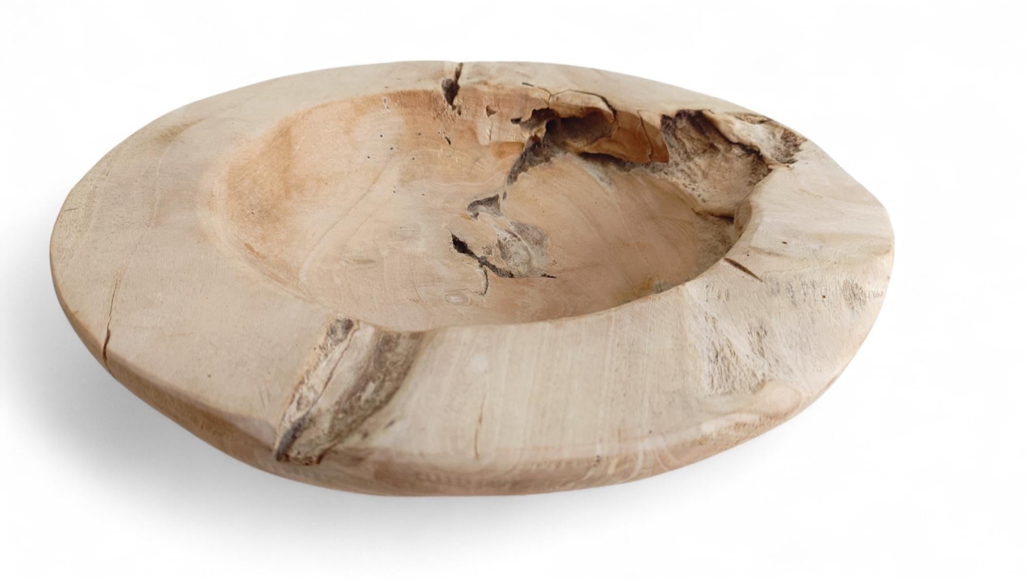 Organic Modern Teak Wood Large Bowl or Centerpiece Attr. to Andrianna Shamaris For Sale 5