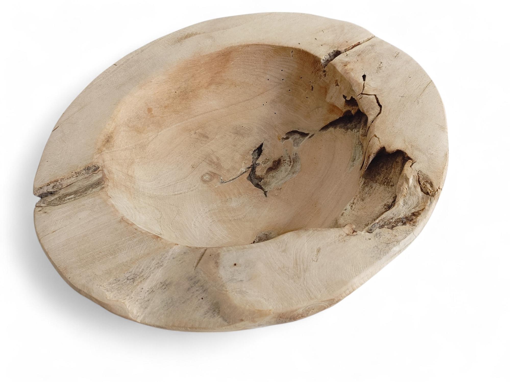 Organic Modern Teak Wood Large Bowl or Centerpiece Attr. to Andrianna Shamaris For Sale 9
