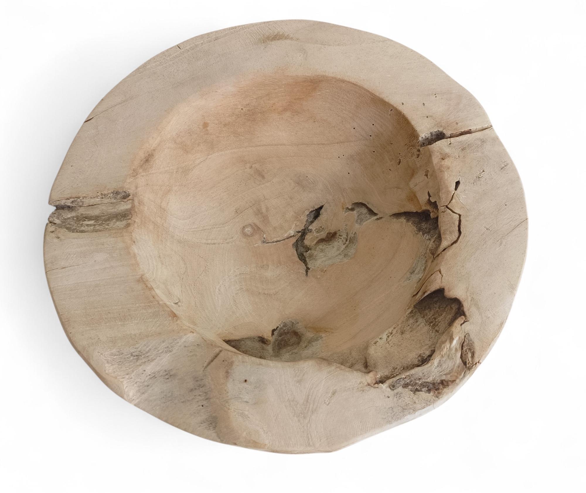 Indonesian Organic Modern Teak Wood Large Bowl or Centerpiece Attr. to Andrianna Shamaris For Sale